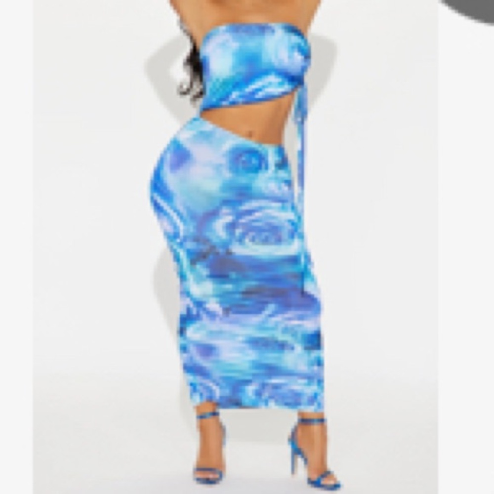 Blue Tie-Dye Women'sDress